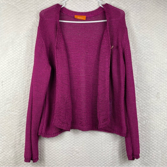 💖5/$25 Intuitions Purple Pearl Button Cardigan Front Sheer Pockets Size XL - Picture 2 of 12